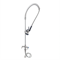 T&S Brass Single-Hole Deck-Mount Mixing Faucet with 24-Inch Riser, 44-Inch Hose, and Spray Valve