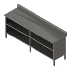 Thumbnail image #1 for John Boos EBOS6R5-30144 144-Inch x 30-Inch Stainless Steel Open-Front Enclosed Base Work Table, 16-Gauge Top, 5-Inch Backsplash