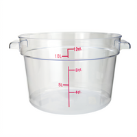 Winco 12 Qt Clear Round Polycarbonate Food Storage Container, Stackable, Lid Not Included