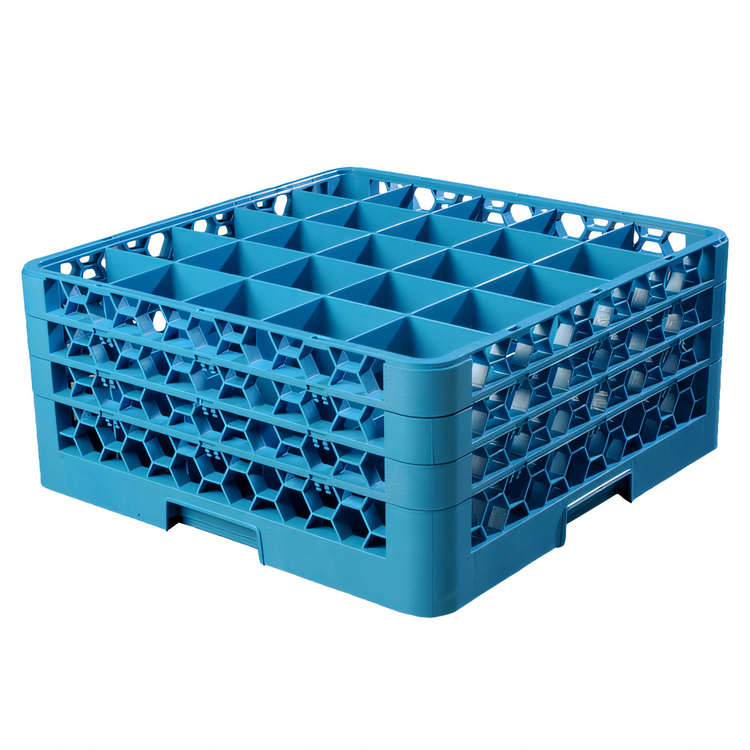 Product image #1 for OptiClean Full-Size 25-Compartment Dishwasher Glass Rack with 3 Extenders, Blue