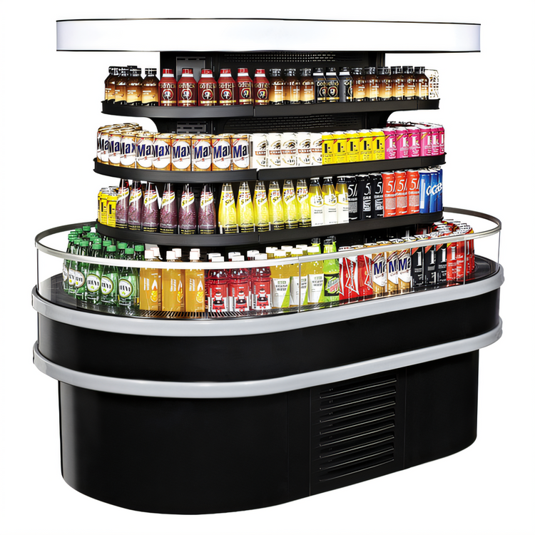 Product image #1 for Turbo Air Open Curved Island Display Self-Serve Refrigerated Merchandiser, 19.2 Cu. Ft., 48 Inch Wide, Black