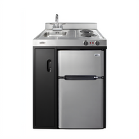 30-Inch All-In-One Kitchenette with 2-Burner Electric Coil Cooktop, Sink, Storage Cabinet, and 3.2 Cu. Ft. Refrigerator-Freezer