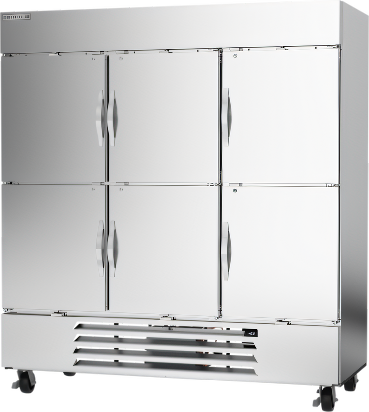 Product image #1 for Beverage-Air Horizon Series Three-Section Half-Solid Door Reach-In Freezer, 75-Inch Wide, Bottom Mount