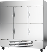 Beverage-Air Horizon Series Three-Section Half-Solid Door Reach-In Freezer, 75-Inch Wide, Bottom Mount