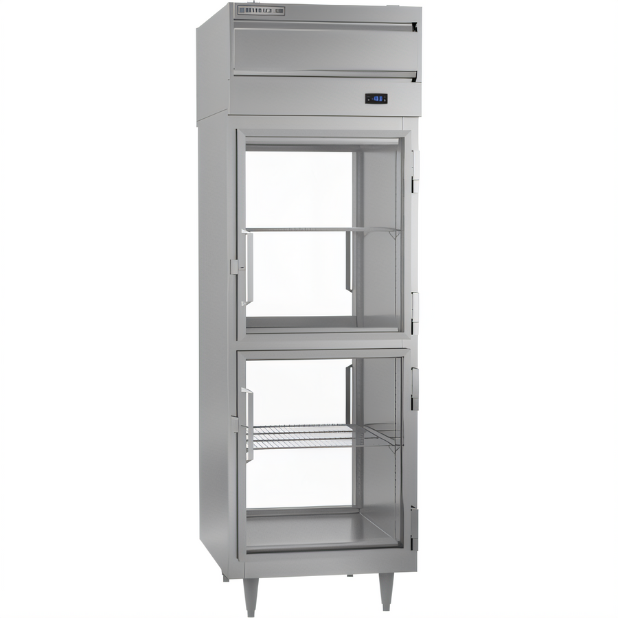 Product image #1 for Beverage-Air P Series One-Section Top-Mount Pass-Thru Freezer with 4 Half Glass Doors, 22.9 Cu. Ft.