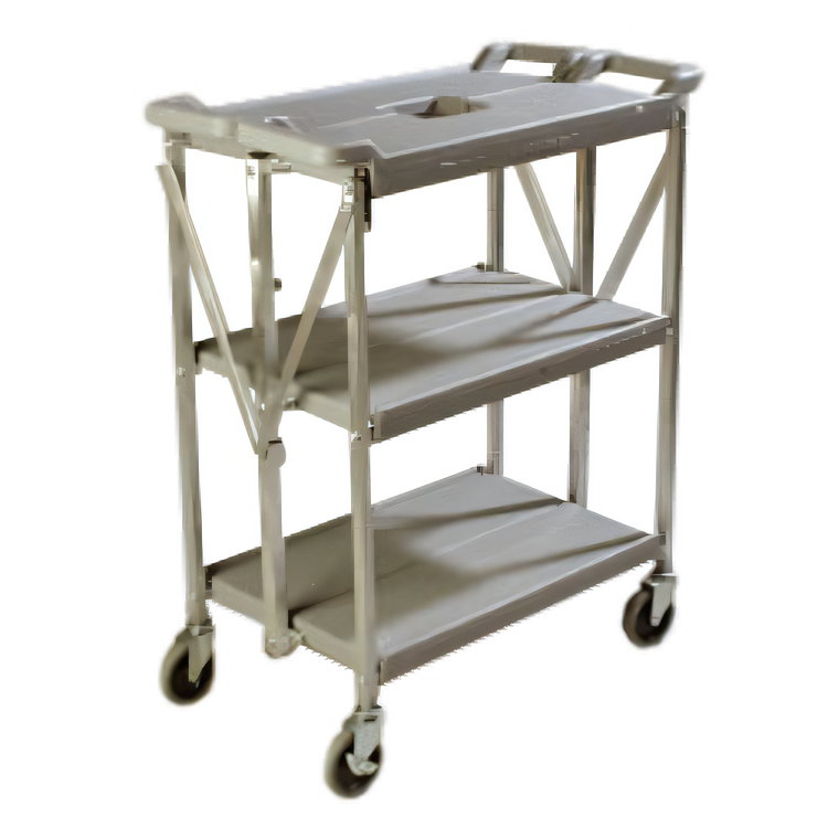 Product image #1 for Fold 'N Go Folding Open Design Bus Cart, 3 Shelves, 350 lb Capacity, Gray