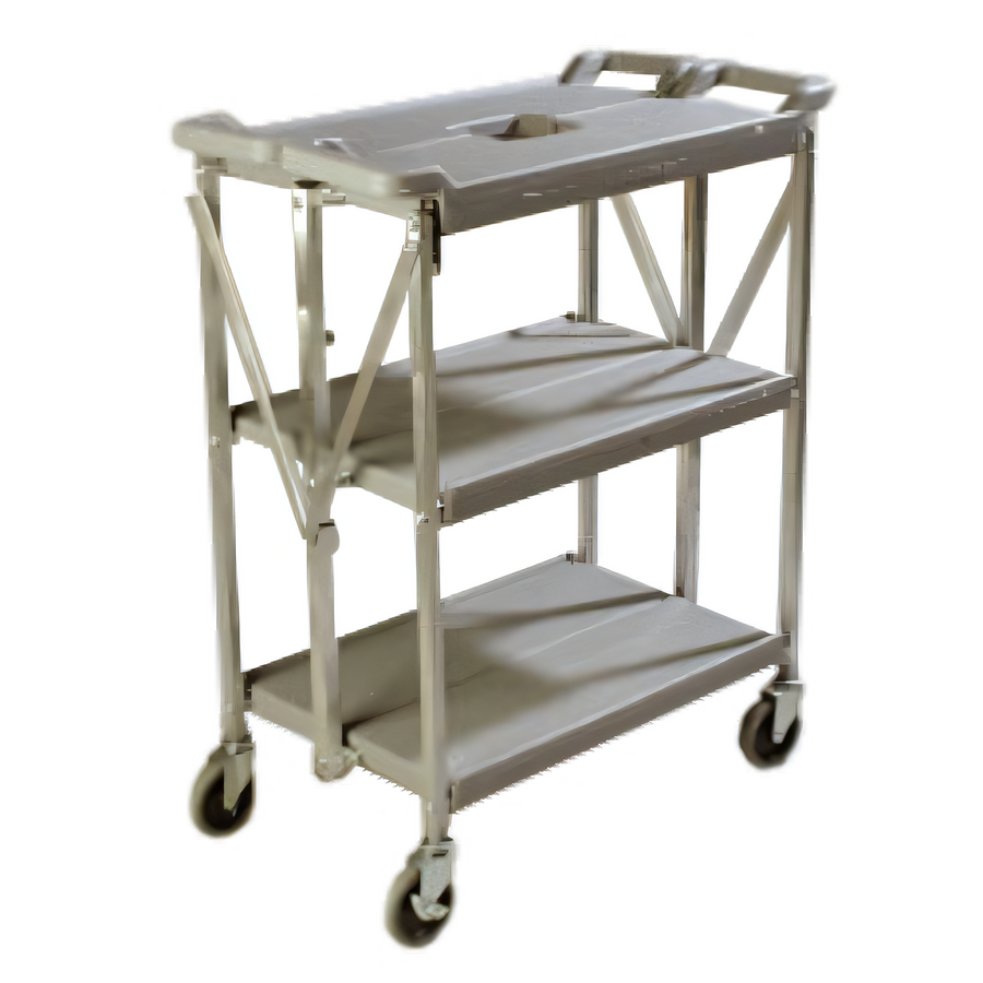 Product image #1 for Fold 'N Go Folding Open Design Bus Cart, 3 Shelves, 350 lb Capacity, Gray