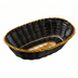 Thumbnail image #1 for Winco Oval Wire-Reinforced Woven Polypropylene Fast Food Basket, 9 x 7 x 2-3/4 Inches, Black with Gold Trim