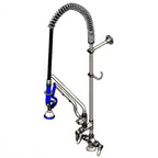 Thumbnail image #1 for T&S Brass EverSteel S-0113-U12-BY Stainless Steel Single-Hole Deck-Mount Pre-Rinse Mixing Faucet, 44-Inch Hose, Compression Valves