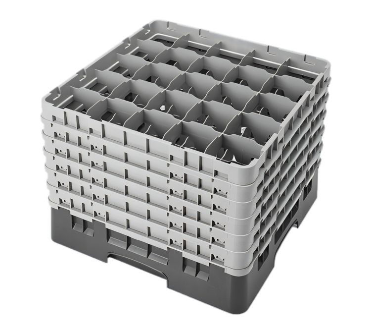 Product image #2 for Cambro Camrack® Full Size Low Profile 25-Compartment Glass Rack with 6 Soft Gray Extenders
