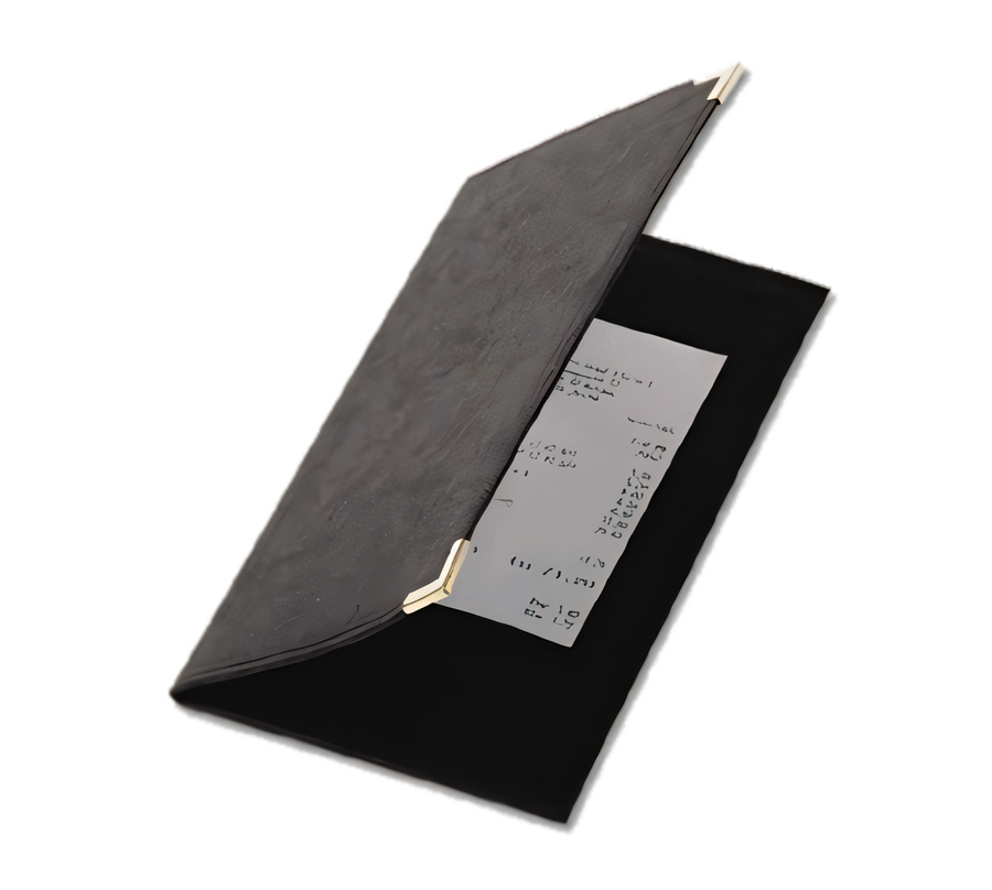 Product image #1 for Securit Classic Sewn Faux Leather Bill Presenter with Gold Corners, 5 x 9 Inches, Black