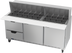 Thumbnail image #1 for Beverage-Air SPED72HC-30M-2 Mega Top Sandwich Prep Table with 30-Pan Top, 2 Doors, 2 Drawers