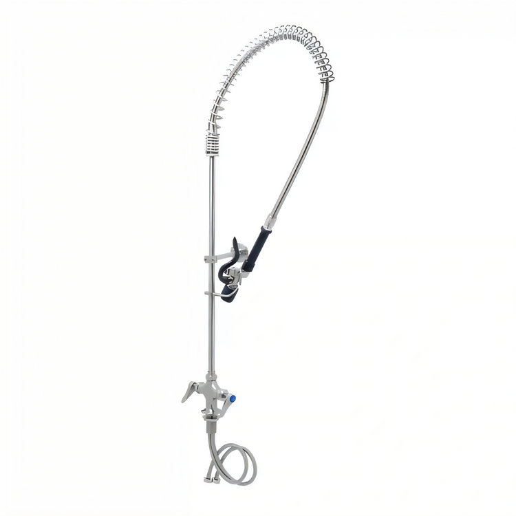 Product image #1 for Stainless Steel Single Hole Deck-Mount Mixing Faucet with 24-Inch Riser, 44-Inch Flexible Hose, and Spray Valve