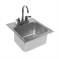 Glastender Drop-In Stainless Steel Hand Sink with Low-Lead Gooseneck Faucet, 14 x 15 Inch
