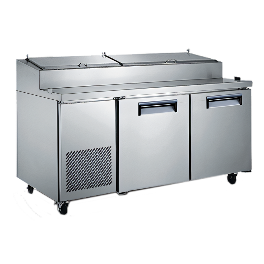 Product image #1 for U-STAR 71-Inch 2-Section Refrigerated Pizza Prep Table, 17 Cu. Ft., 2-Door, Side-Mounted Self-Contained Refrigeration