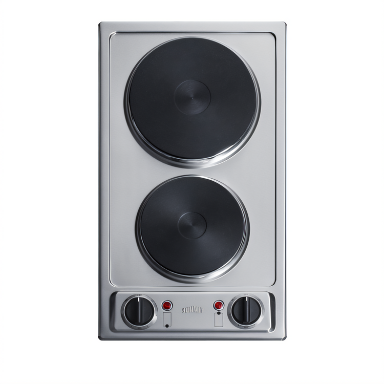 Product image #1 for Summit Commercial 2-Burner Solid Disk Electric Cooktop / Hot Plate, 115V, Stainless Steel