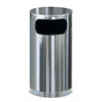 European Series 12 Gallon Round Indoor Trash Receptacle with Flat Top, Satin Stainless Steel