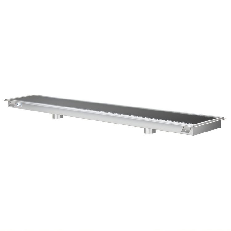 Product image #1 for KoolMore 24-Inch x 60-Inch 14-Gauge Stainless Steel Floor Trough Drain with Subway-Style Grating and Removable Drain Basket