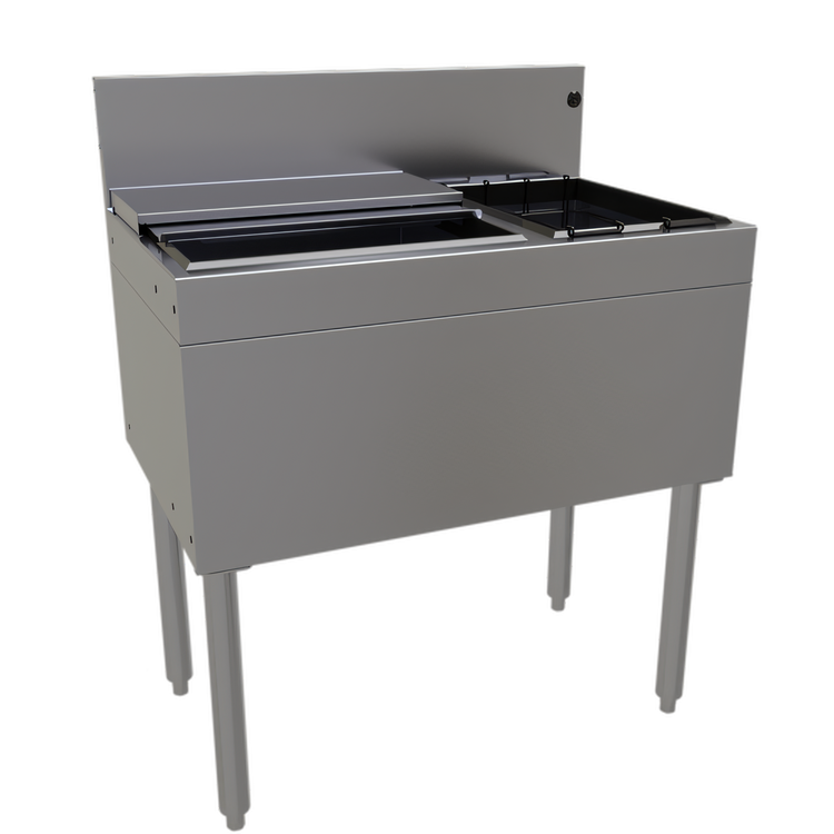 Product image #1 for Glastender 30-Inch Underbar Combo Ice Bin/Cocktail Unit with Right Bottle Well