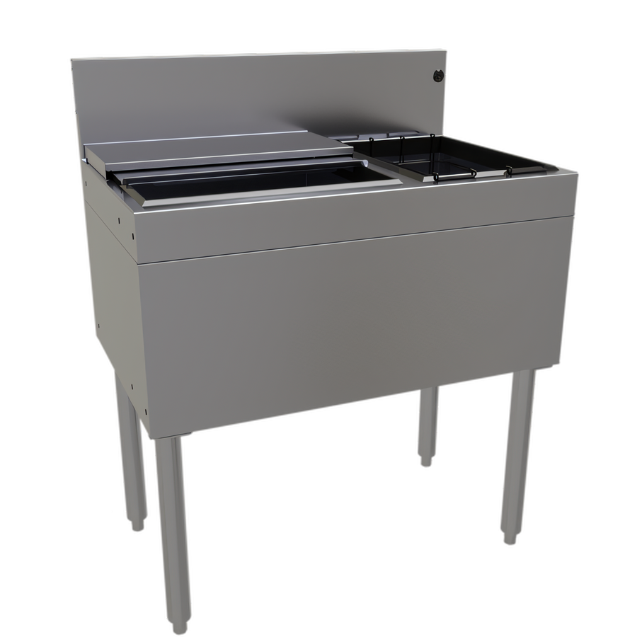 Product image #1 for Glastender 30-Inch Underbar Combo Ice Bin/Cocktail Unit with Right Bottle Well