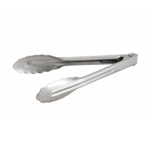 Product image #1 for Winco 7-Inch Heavyweight Stainless Steel Utility Tongs with Coiled Spring and Scalloped Edge