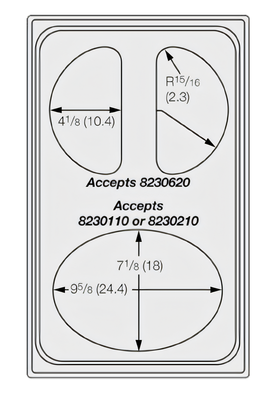 Product image #1 for Miramar Stainless Steel Template Adapter Plate for 1 Oval and 2 Half Oval Decorative Pans