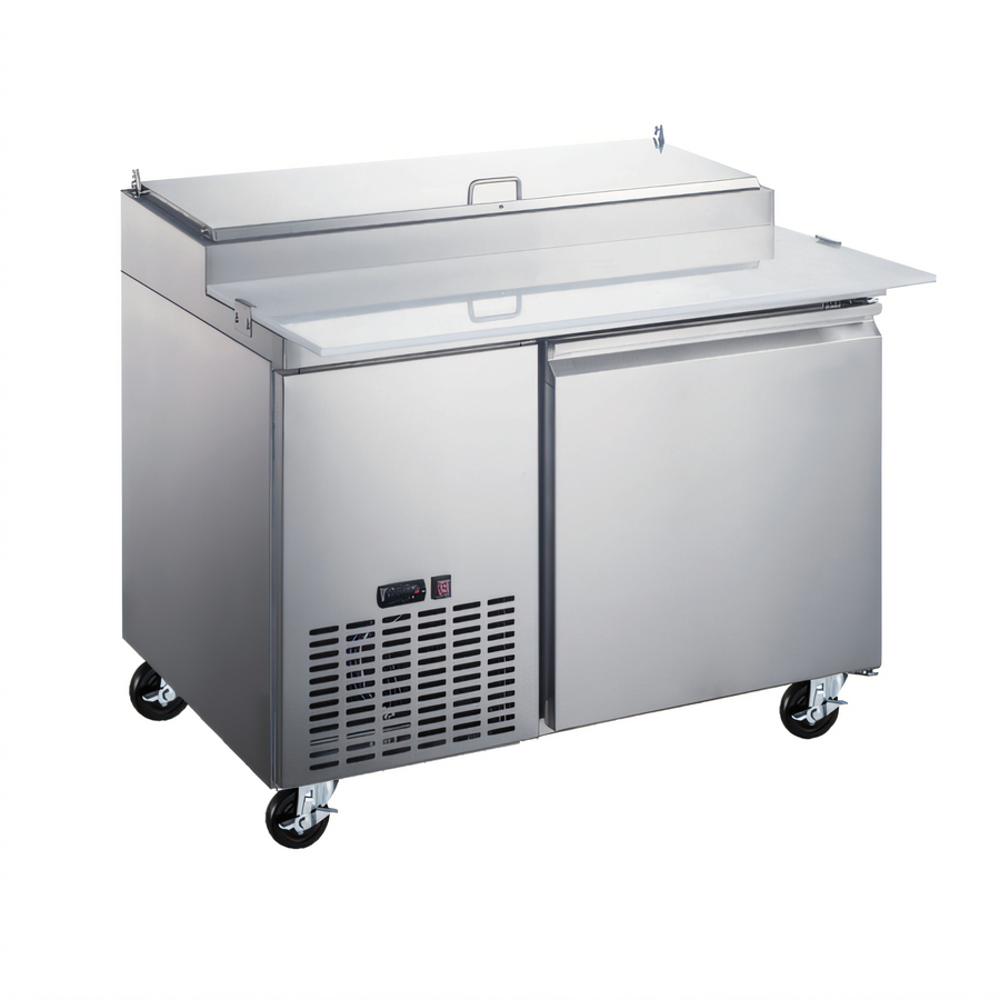 Product image #1 for Omcan 50-Inch Refrigerated Pizza Prep Table, 1-Door, Side-Mounted Self-Contained, 13.8 Cu. Ft.