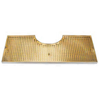 Thumbnail image #1 for Micro Matic USA DP-630DSSPVD-24E Surface-Mount Drip Tray Trough, 24"W x 11"D, Perforated PVD Brass Screen, 8" Cutout for Draft Tower