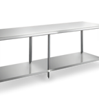 Thumbnail image #1 for Steel Works Stainless SWWTS-3096-318 18-Gauge 304 Stainless Steel Work Table, 96 x 30 x 34 in, Open Base with Undershelf