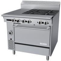Garland Cuisine Series 36-Inch Heavy Duty Natural Gas Combination Top Range with 4 Open Burners, Hot Top, and Standard Oven