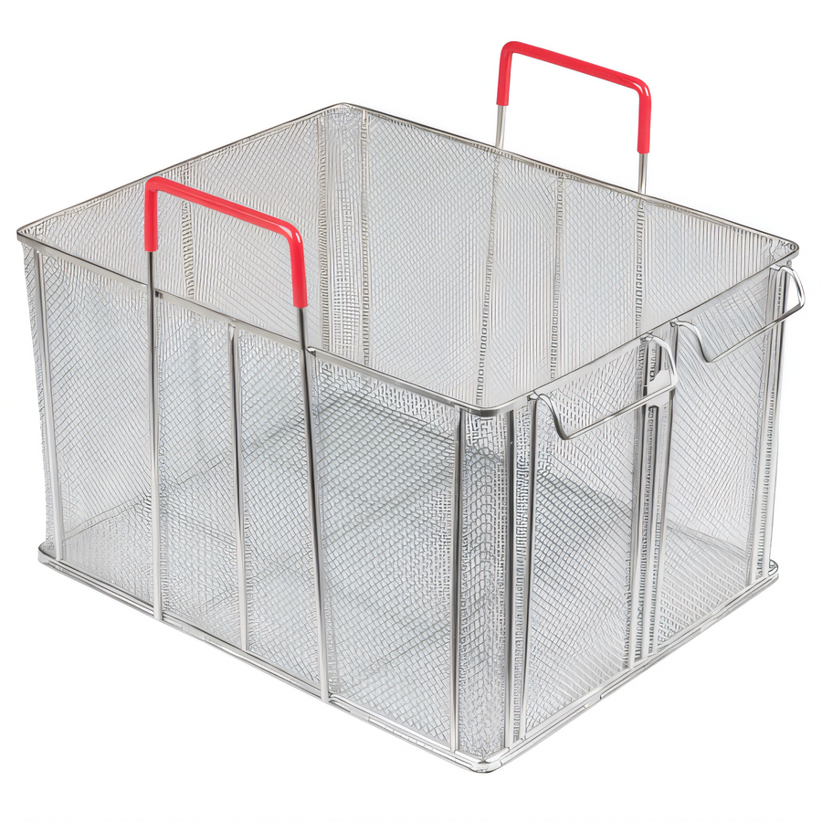 Product image #1 for Winco Rectangular 18/8 Stainless Steel Bulk Pasta Boil Basket, 16-1/4 x 12-7/8 x 10 Inch