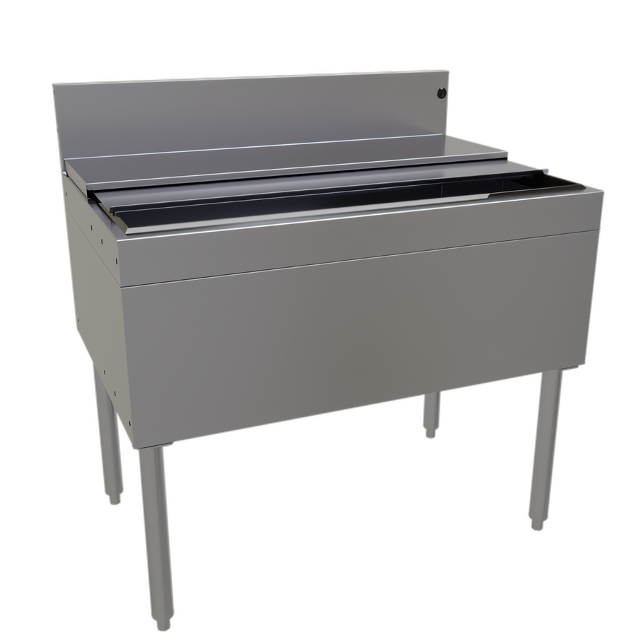 Product image #1 for Glastender Underbar Stainless Steel Ice Bin with 10-Circuit Cold Plate, 36 Inch W x 24 Inch D, 127 lb Capacity