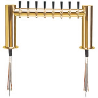 Metropolis H Series Countertop Glycol-Cooled 8-Faucet Draft Beer Tower with PVD Brass Finish