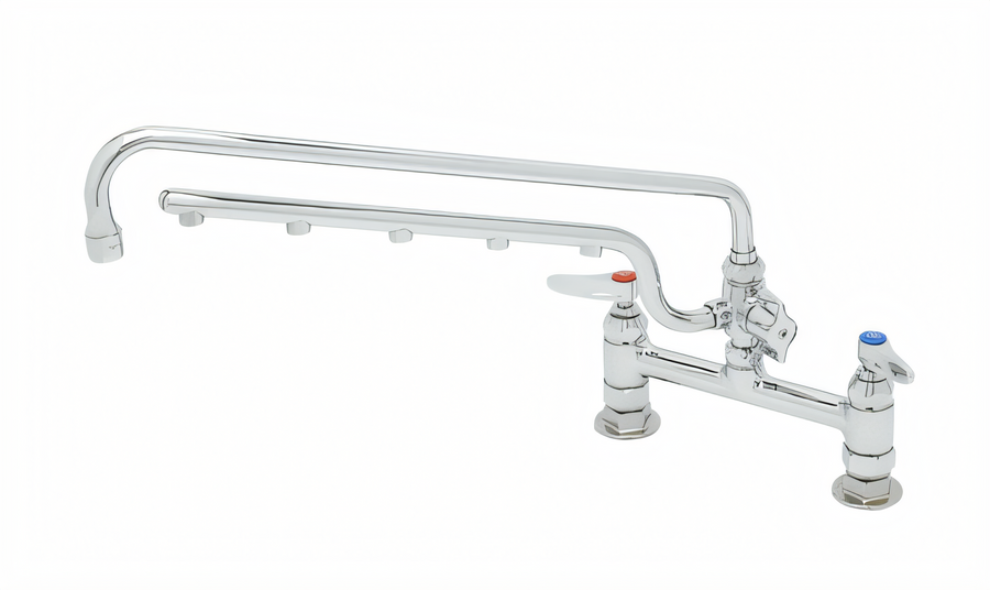 Product image #1 for UltraRinse 8-Inch Adjustable-Center Deck Mount Mixing Faucet with 18-Inch Swing Nozzle and 16-Inch Spray Arm