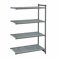 Cambro Camshelving® Basics Plus 4-Tier Add-On Polymer Shelving Unit, 36 Inches x 24 Inches x 72 Inches, Brushed Graphite