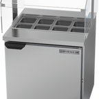 Thumbnail image #1 for Beverage Air SPE27HC-SNZ 27-Inch 1-Door Sandwich Top Refrigerated Prep Table with 8-Pan Top and Sneeze Guard