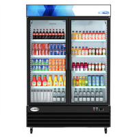 Two-Section Glass Door Merchandiser Refrigerator, 45 Cu. Ft., Black