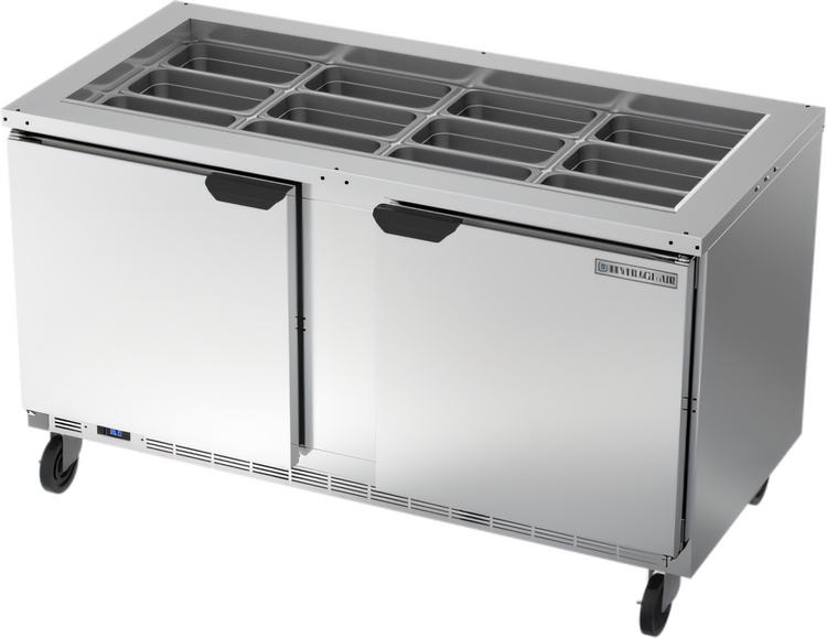 Product image #1 for Beverage-Air 60-Inch Two-Section Salad Top Refrigerated Prep Table with Solid Hinged Doors
