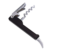 Black Waiter's Corkscrew with Bottle Opener and Knife, Plastic Cover