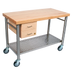 Thumbnail image #1 for Cucina Magnifico 48-Inch x 24-Inch Maple Work Table with Stainless Steel Base, Undershelf, Drawer, Outlet Strip, and Locking Casters