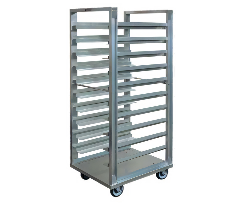 Product image #1 for Dinex Universal Aluminum Angle Rack, 20 Tray Capacity, 3-Inch Slide Spacing