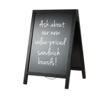 Thumbnail image #1 for American Metalcraft SBDBL85 Black Chalkboard Sandwich Board with Natural Wood Frame, 21-1/2 x 2-1/4 x 33-1/2 Inches