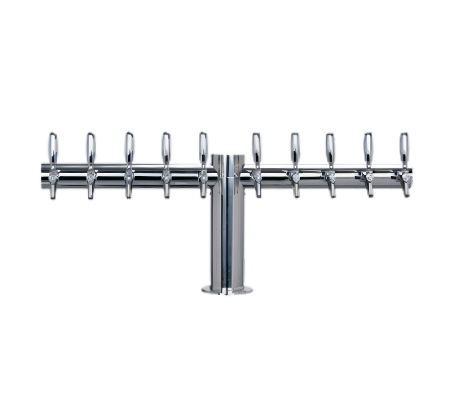 Product image #1 for Metropolis T-Style 10-Faucet Countertop Glycol-Cooled Draft Beer Tower, 34 Inch Wide, Polished Stainless Steel
