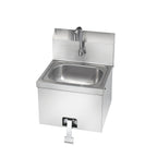 Thumbnail image #1 for Krowne HS-15 Wall-Mounted Stainless Steel Hand Sink with Gooseneck Faucet, Knee Pedal Valve and 8-Inch Backsplash
