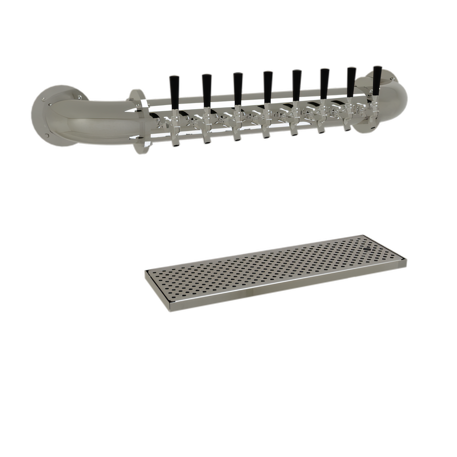 Product image #1 for Glastender 8-Faucet Air-Cooled Wall-Mount Pipe Wall Draft Dispensing Tower with Mirror Finish and Drain Pan