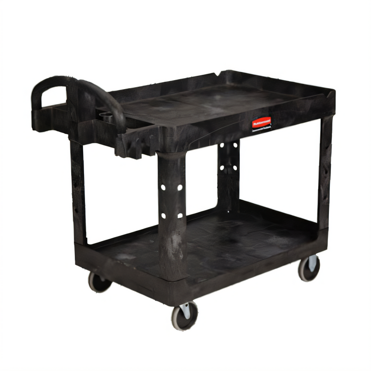 Product image #1 for Rubbermaid Commercial Products Heavy Duty 2-Shelf Polypropylene Utility Bus Cart, 44 x 25-1/4 x 39 Inches, 500 lb Capacity, Black