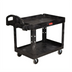 Thumbnail image #1 for Rubbermaid Commercial Products Heavy Duty 2-Shelf Polypropylene Utility Bus Cart, 44 x 25-1/4 x 39 Inches, 500 lb Capacity, Black