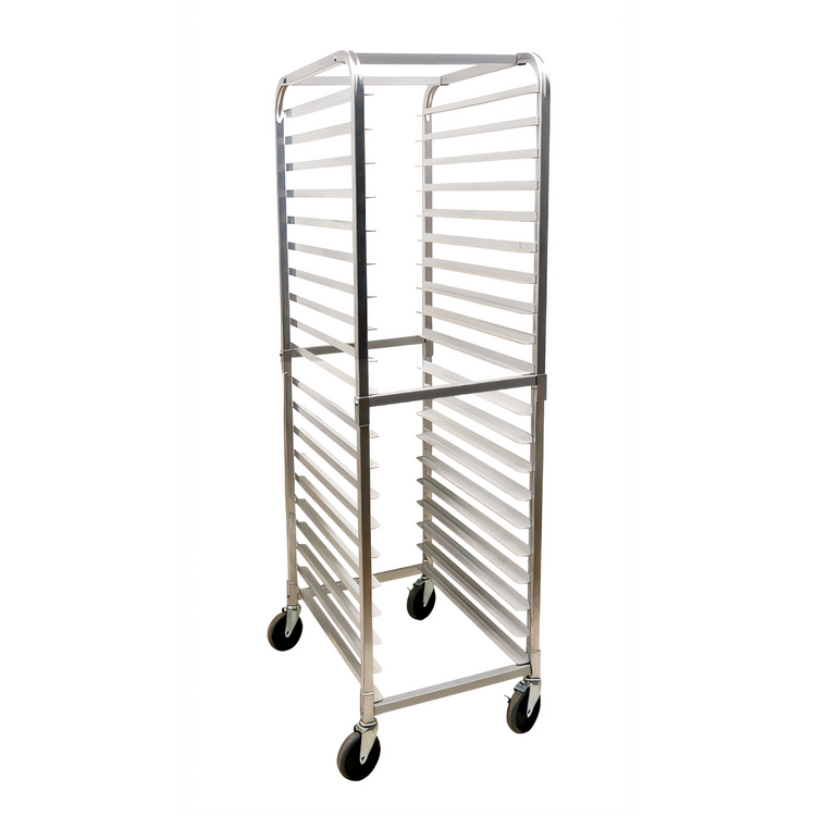 Product image #1 for Full-Size Mobile End-Load Aluminum Pan Rack, Open Sides, Curved Top, 20 Pan Capacity