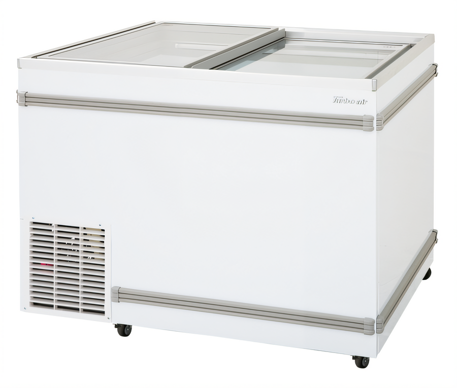 Product image #1 for Turbo Air Commercial Top Open Island Chest Freezer with Flat Top and Sliding Glass Doors, 13.77 Cu. Ft.