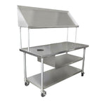 Thumbnail image #1 for John Boos BT6-3063SSK-X 63" x 30" Mobile Stainless Steel Dish Sorting Table with Marine Edge, Slanted Sorting Shelf, and Locking Casters